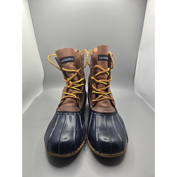 Lands End Duck Boots Women Size 6B Leather Flannel 519244 Lined Lace Up Rain EXC - Picture 9 of 9